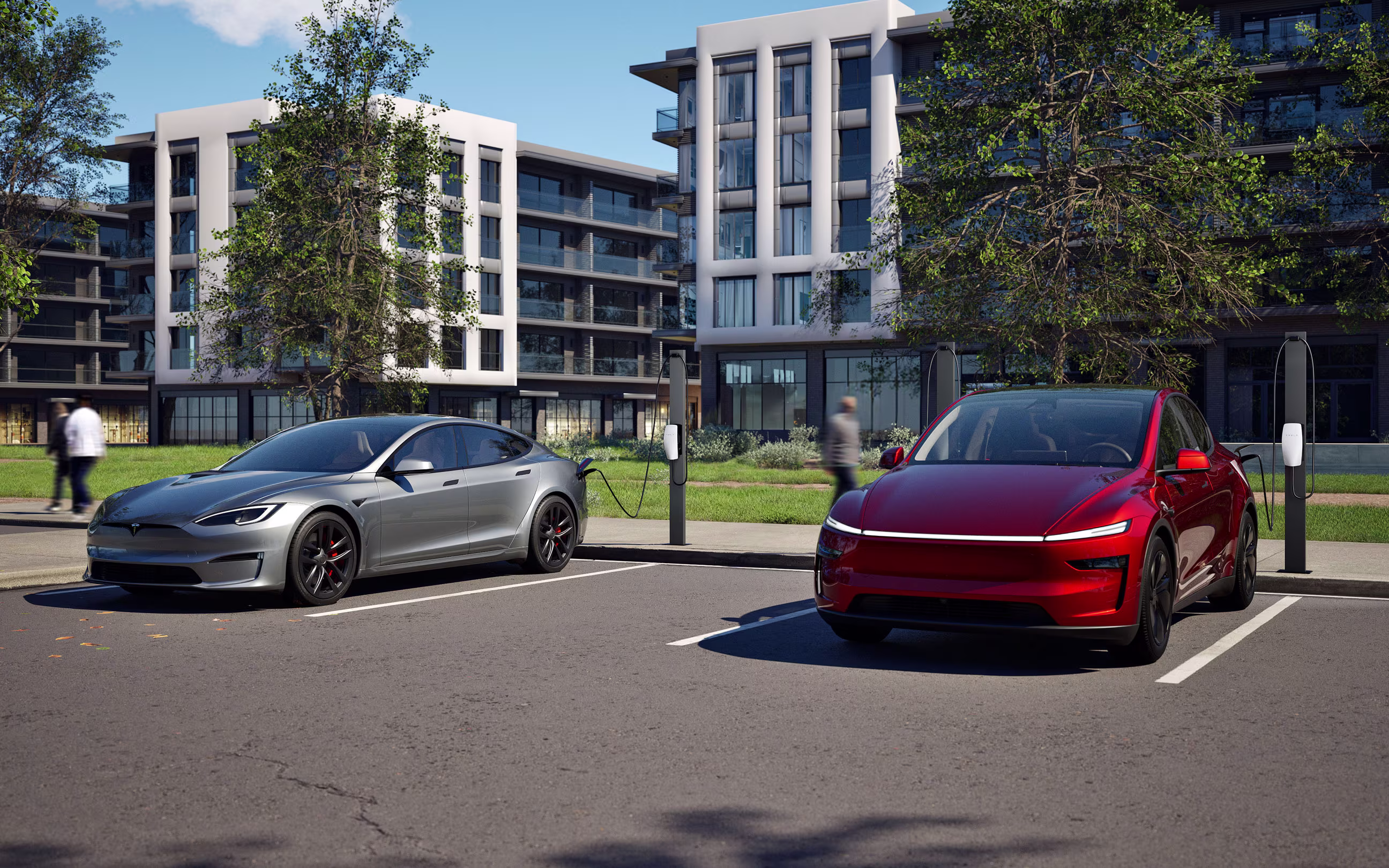 Red Model Y Charging