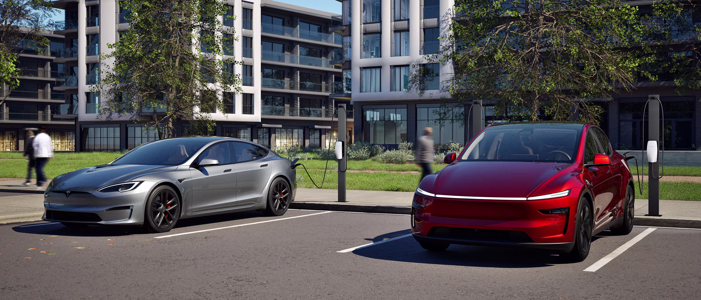 Red Model Y Charging