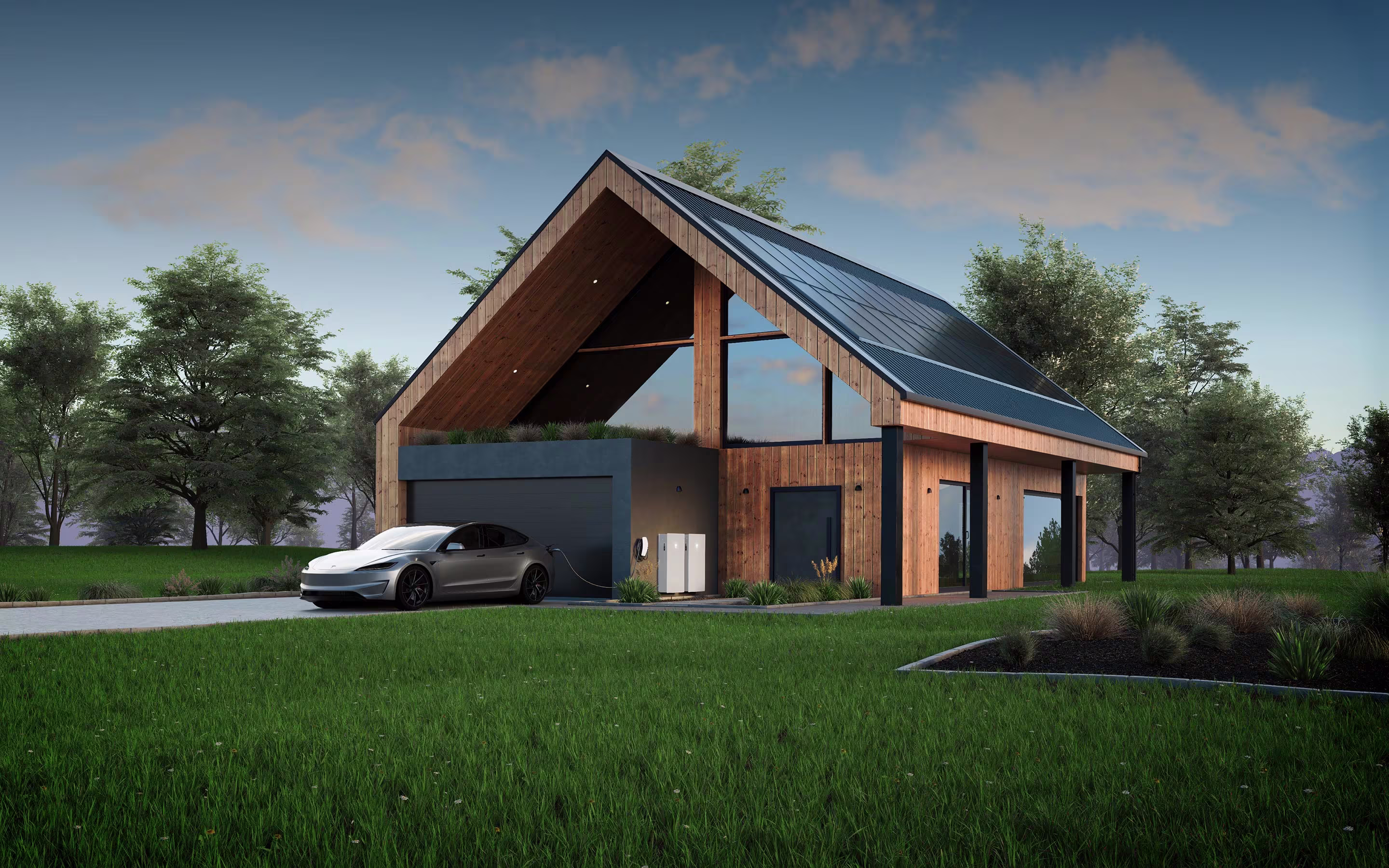 Tesla solar panels installed on home