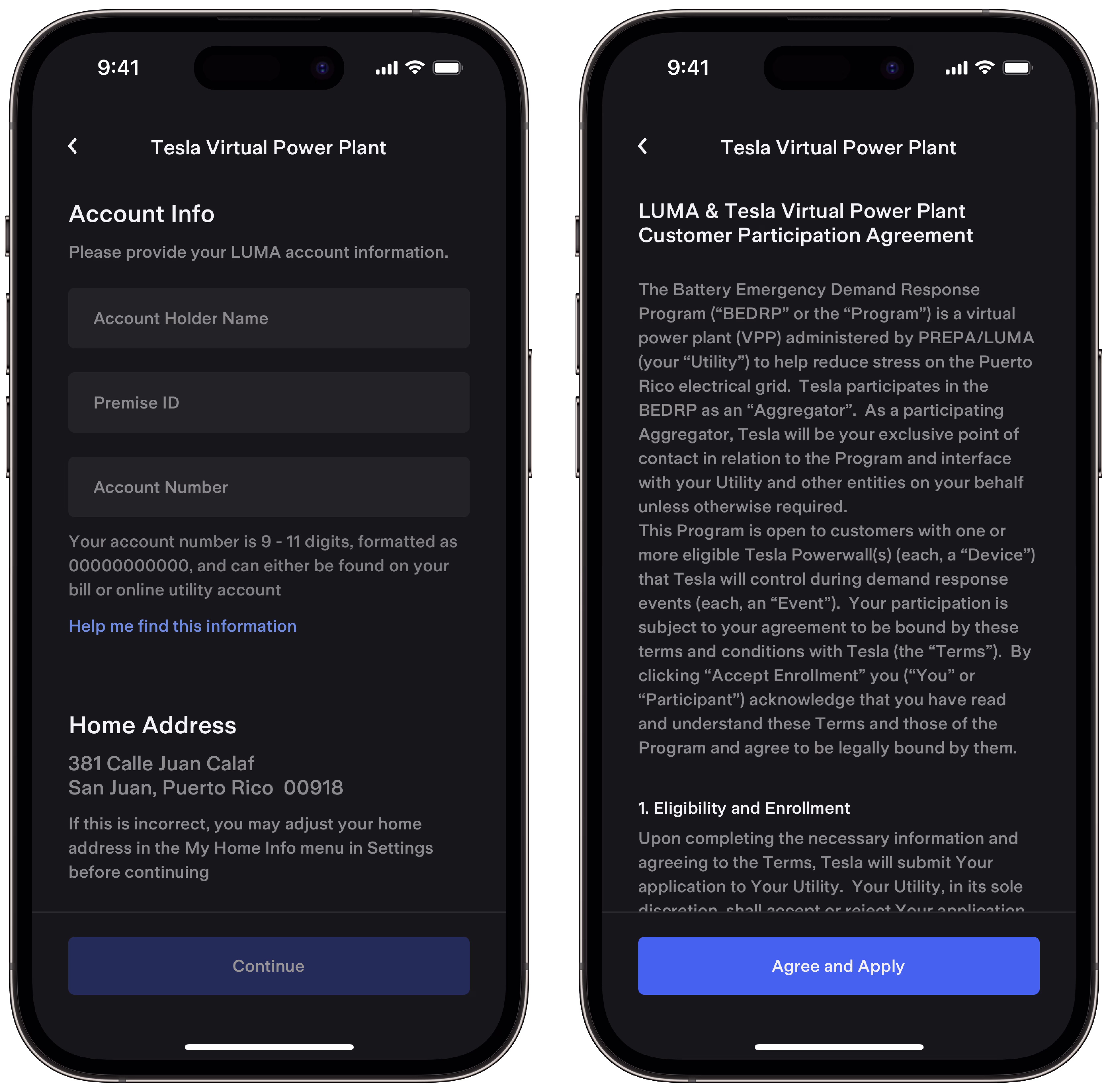 Puerto Rico VPP application process in the Tesla app