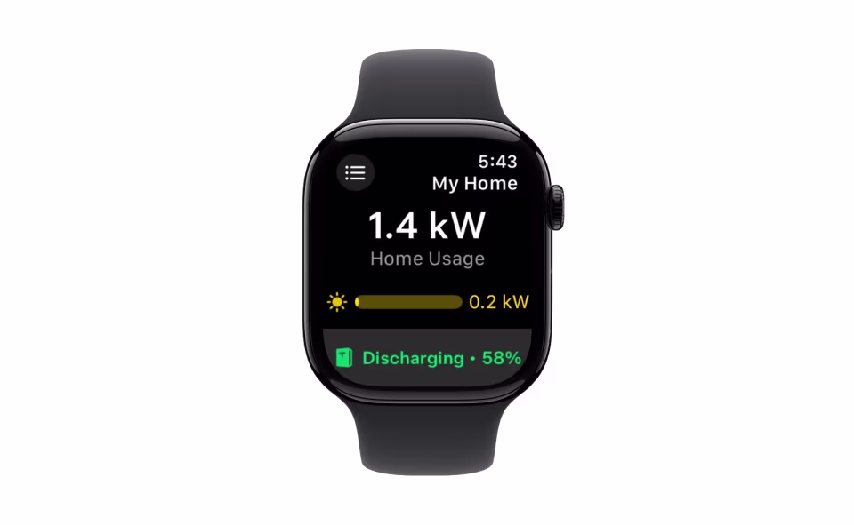 Apple Watch displaying 1.4 kW of home usage