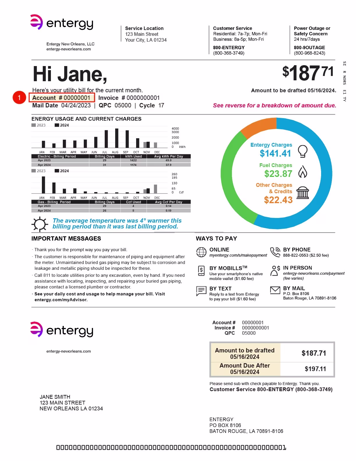 Entergy New Orleans utility bill