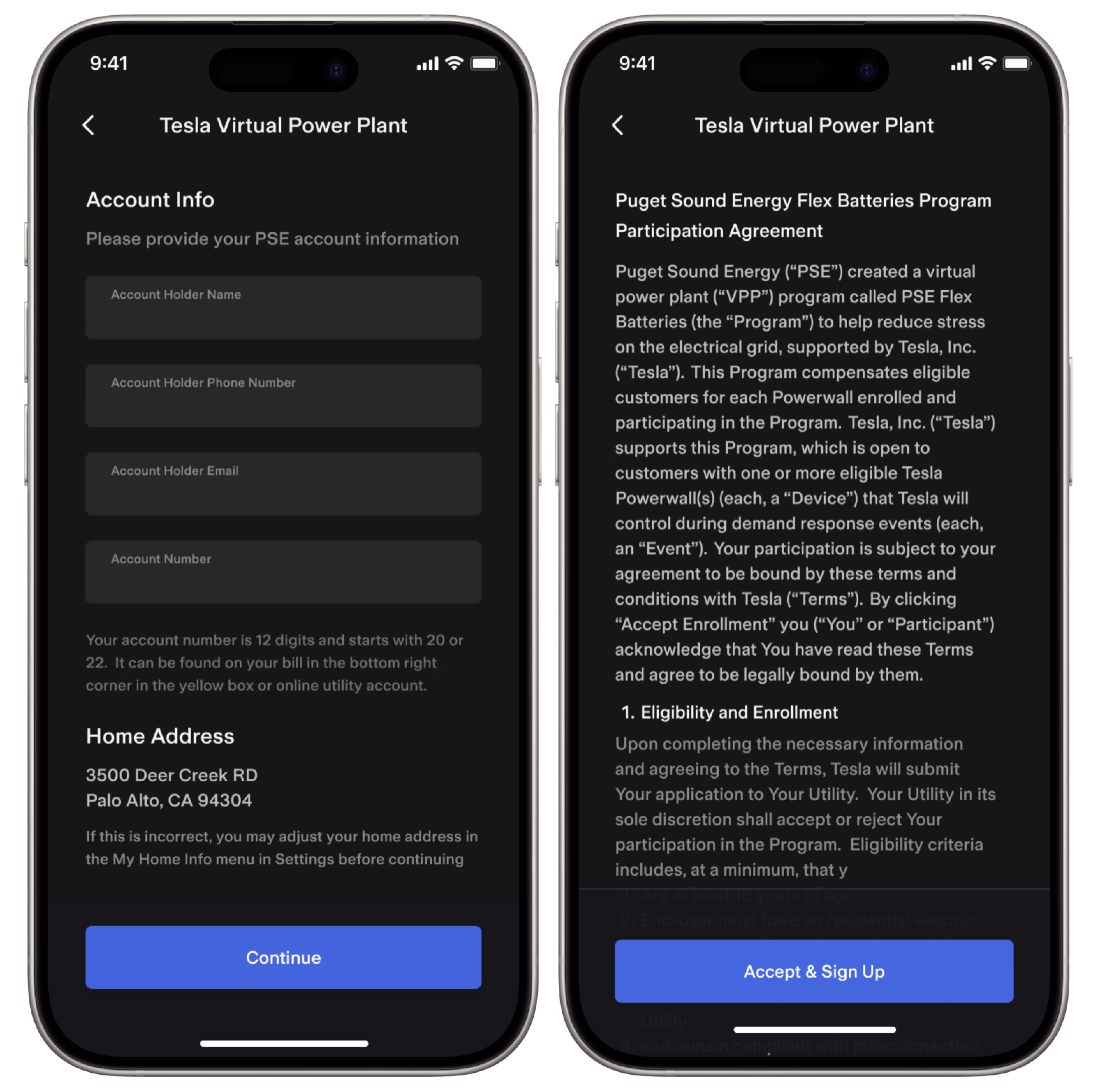 PSEG VPP Tesla App Apply