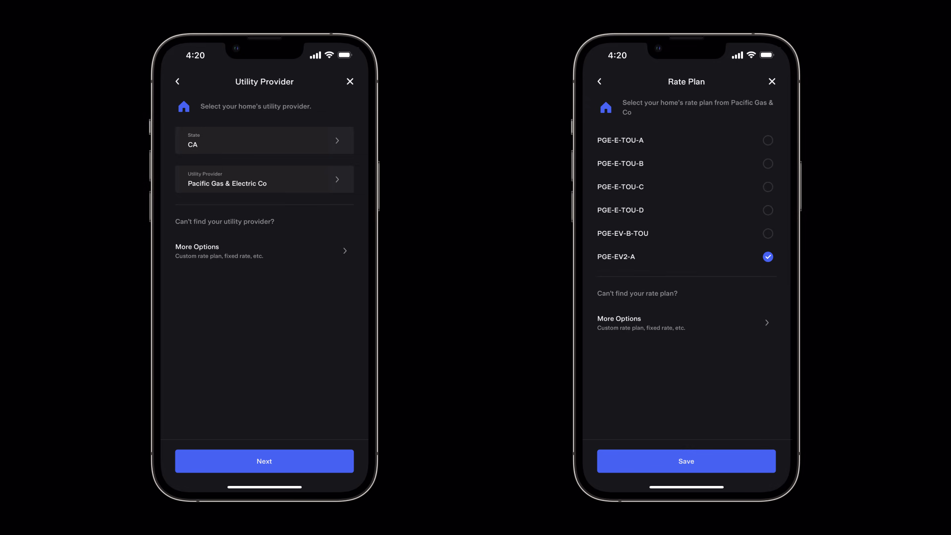 Rate plan setup from list
