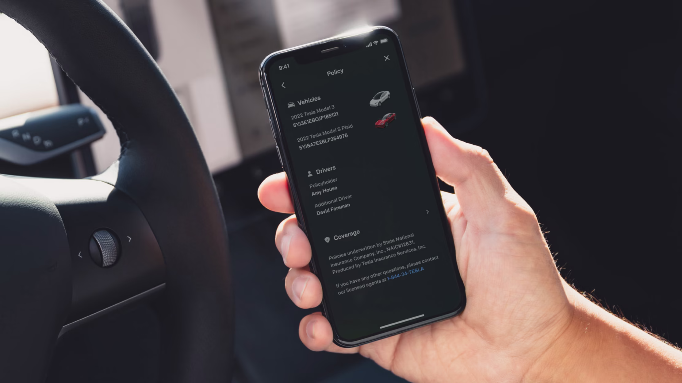 Policy app screen on phone