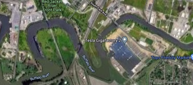 Google satellite view of Tesla Gigafactory New York