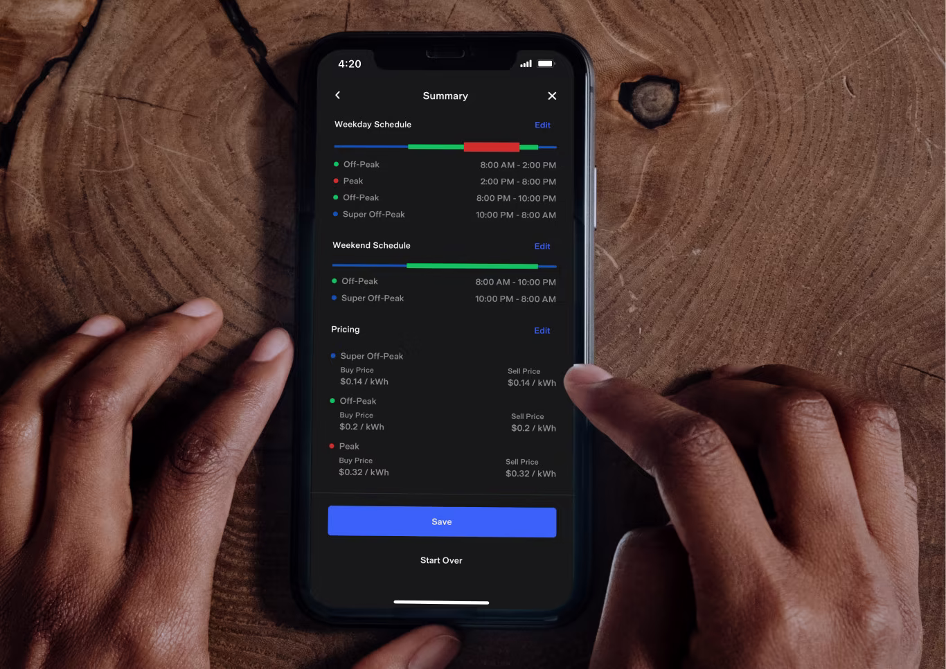 Rate plan features in the Tesla app